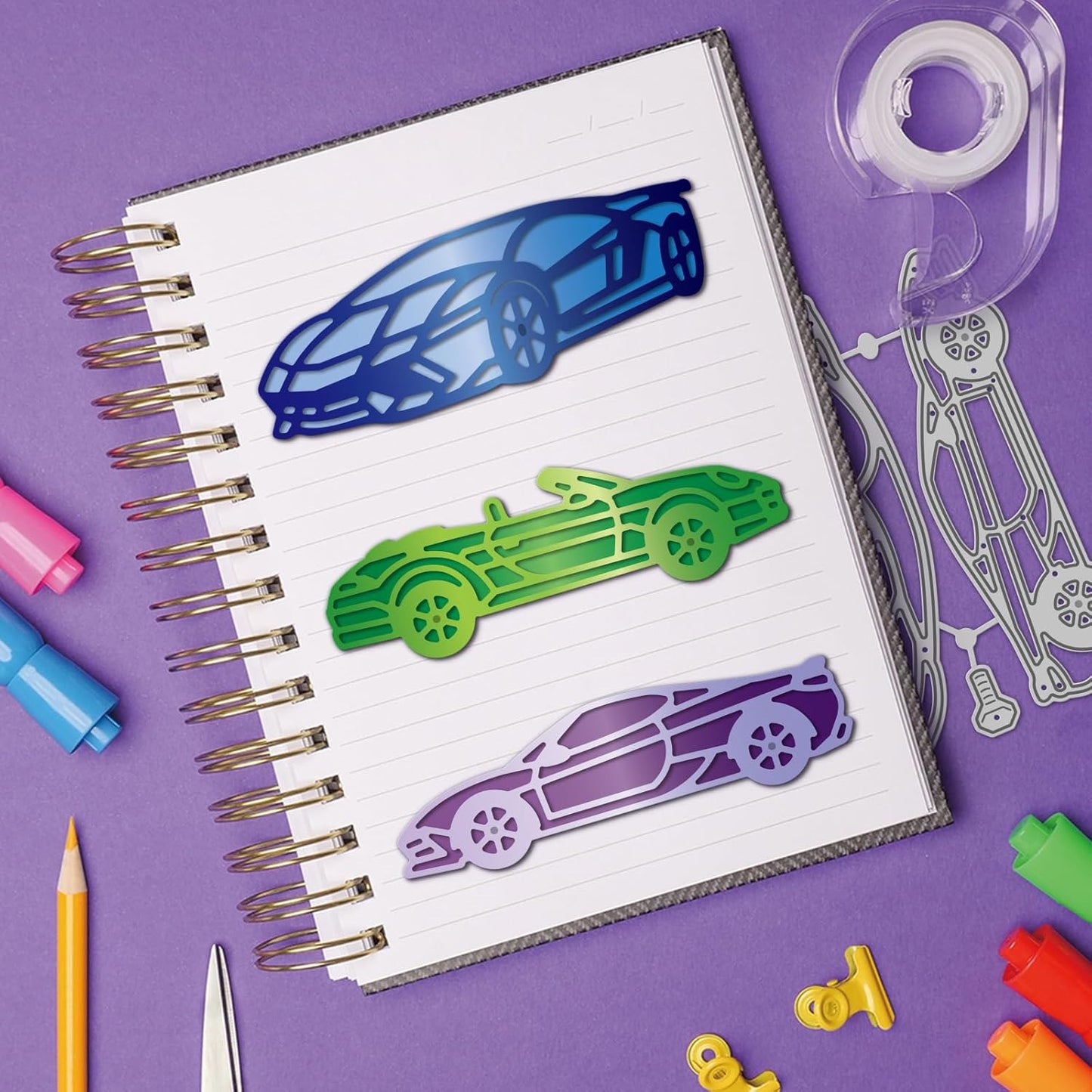 GLOBLELAND Sports Cars Cutting Dies for Card Making Repair Tools Die Cuts Tire Tracks Metal Border Die Cut Dies Stencils for DIY Scrapbooking Embossing Photo Album Craft Decor