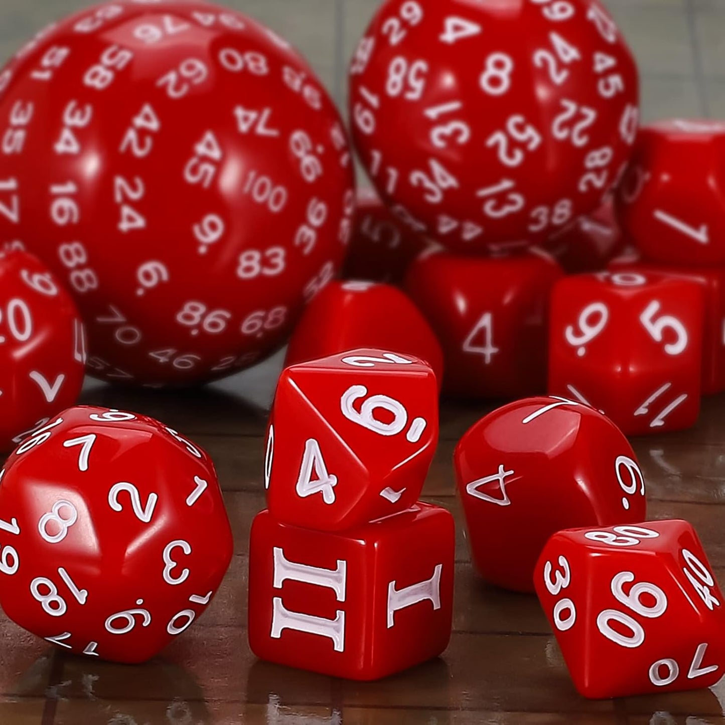 CiaraQ DND Polyhedral Dice Set (15pcs) D4-D100 Game Dice with Dice Bag for Dungeons and Dragons Role Playing Table Games (Red & White)