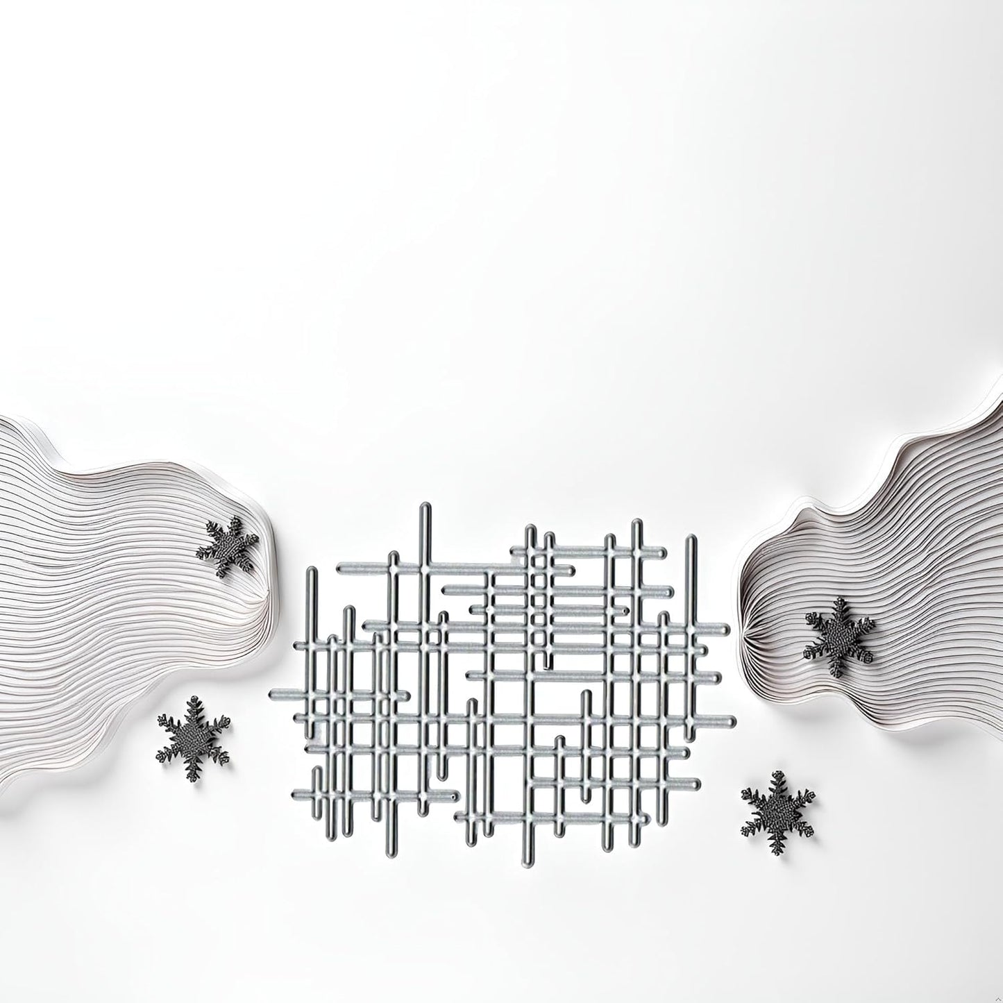 1Pc Silver Irregular Lines Metal Cutting Dies for Card Making, Paper Embossing Die-Cuts Sets, DIY Scrapbooking Photo Album Arts Crafts Templates, Stencils for Holiday Christmas Decoration，Scrapbooking