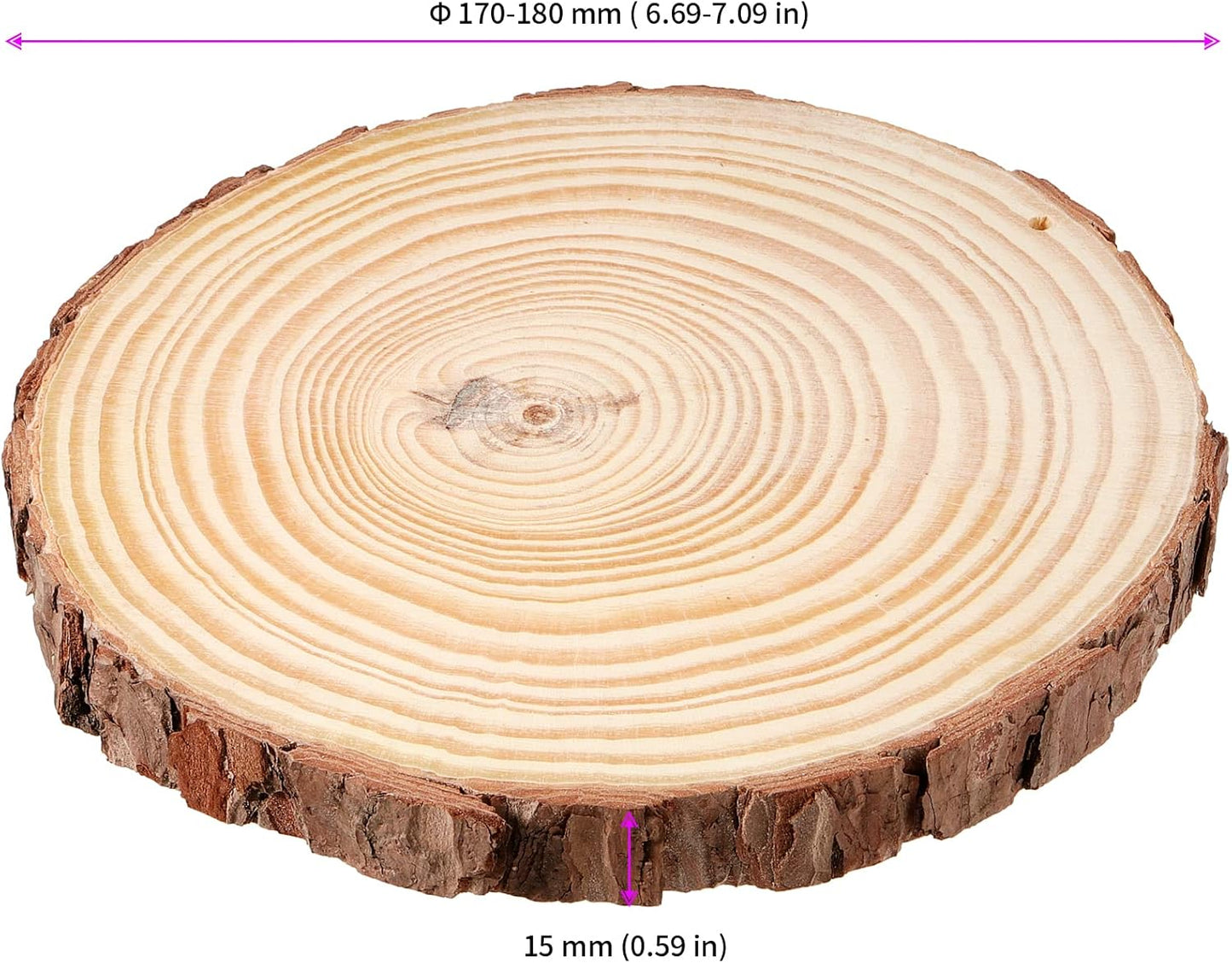 JEUIHAU 10 PCS 6.7-7 Inches Natural Wood Slices with Holes, Unfinished Predrilled Wooden Circles Tree Bark Slice, Blank Wooden Log Circles for DIY Crafts, Arts Wood Slices, Christmas Ornaments