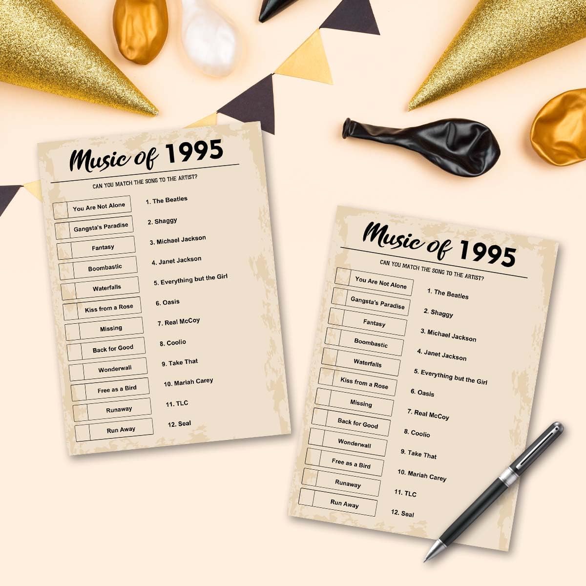 QUPT 30th Birthday Party Games, Music of 1994 Games, Birthday Party Supplies for Adults, Fun 1994s Party Game，Pack of 30 Cards