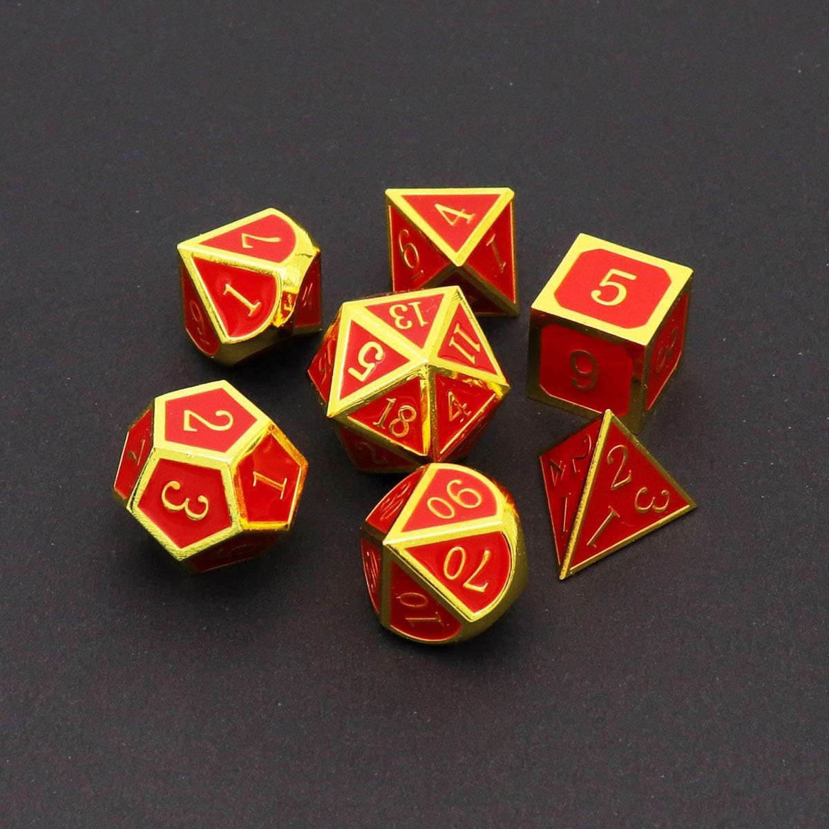 Haxtec Metal DND Dice Set Heat Sensitive Color Changing Metal Dice Polyhedral D&D Dice Compatible with Dungeons and Dragons RPG -Gold Black Red Shift