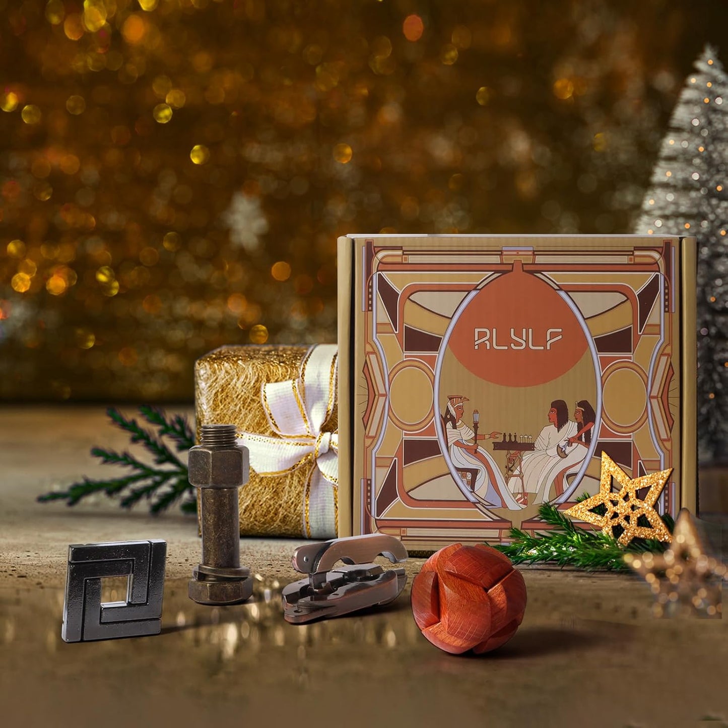 8 Pcs Brain Teaser Puzzles Favor Educational Toys Mind Puzzles Ancient Wooden and Metal 3D Unlock Interlock IQ Puzzles Box Game