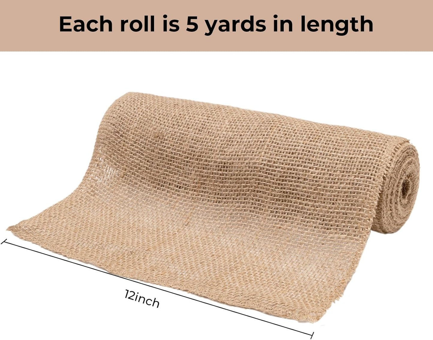 12 Inch Natural Burlap Fabric Roll - 10 Yards Jute Fabric Ribbon for DIY Gift Wrapping Craft Projects, Wedding & Christmas Home Decoration (30 cm, 12 in)