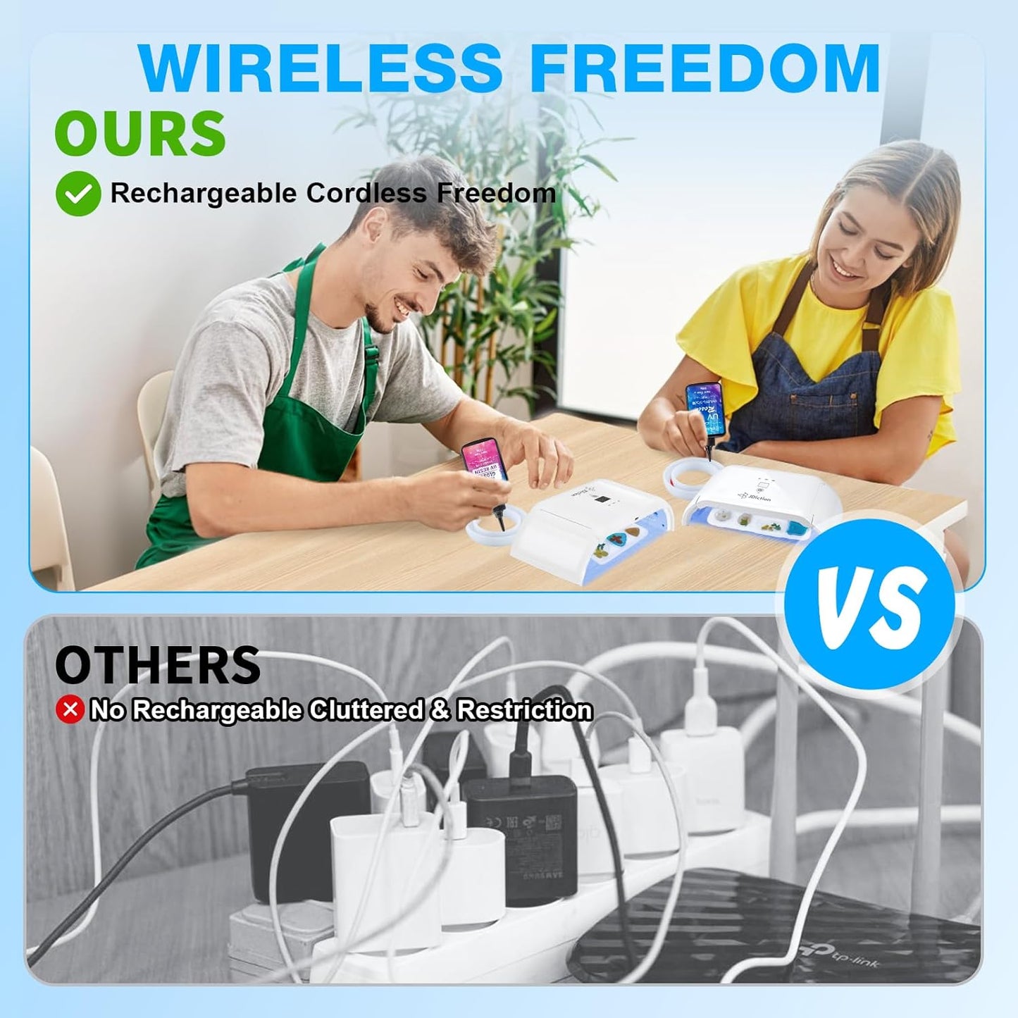 JDiction UV Light for Resin, Wireless UV Resin Lamp with 48 LED Beads, Long Time Setting (1min, 3min, 5min, 10min), Rechargeable 48W Powerful Cordless Curing Tool for Jewelry Making Crafts