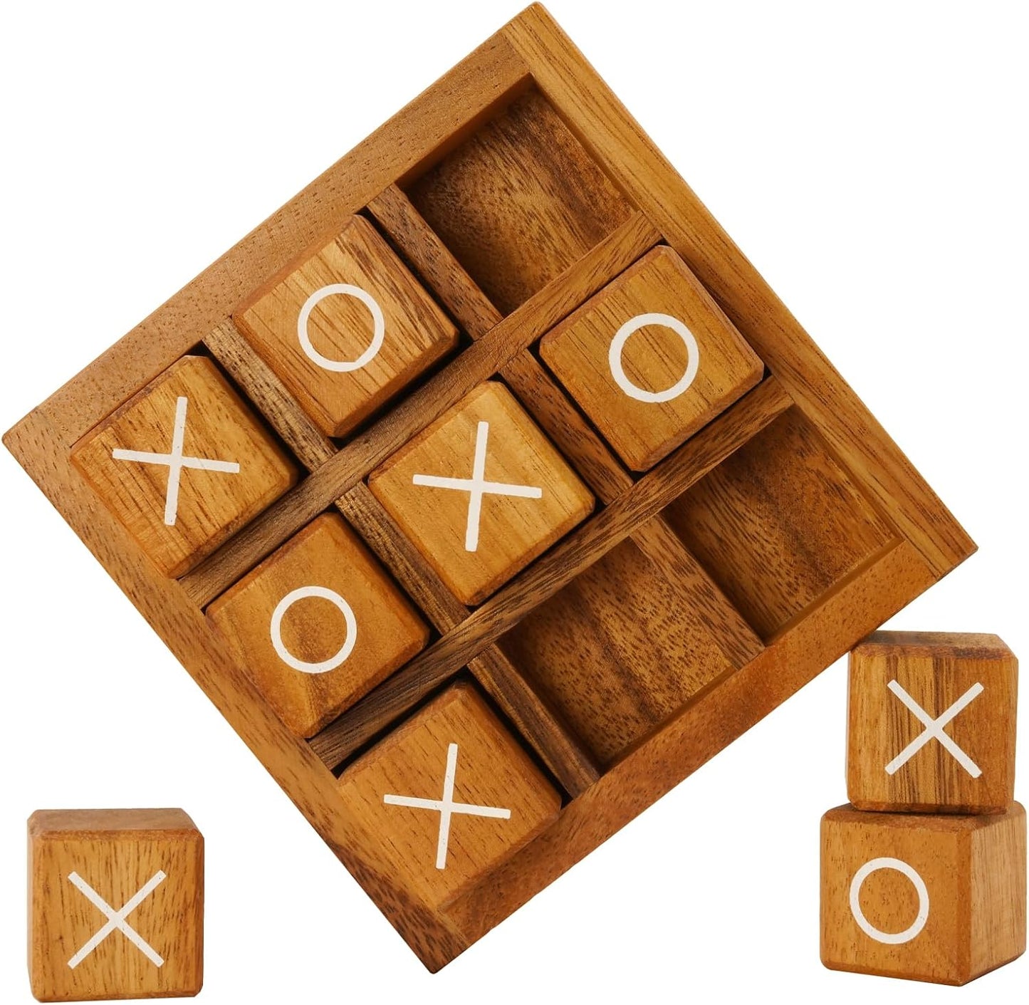 BSIRI Wooden XO Blocks (L) Tic Tac Toe Board Games - Ideal for Kids Games, Family Games and Game Night for Adults, Farmhouse Decor for Coffee Table Decor and Unique Gifts for All Occasion (5.5 Inch)