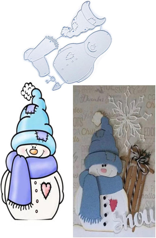 Metal Cutting Dies DIY Merry Christams Embossing Stencil Template Scrapbooking Card Making Mold Photo Album Arts Crafts Tools(6 Pcs Snowman-9.4x6.2cm)