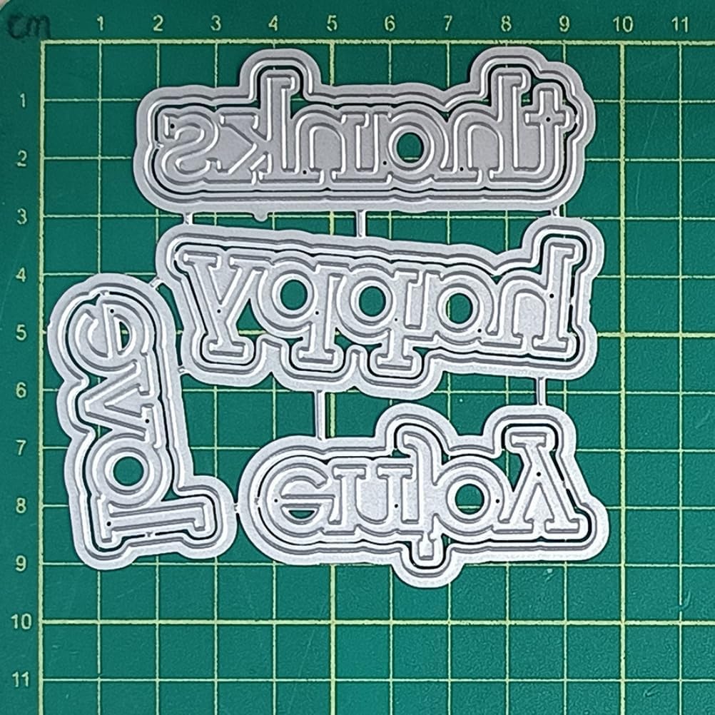 Metal Cutting Dies DIY Embossing Stencil Template Scrapbooking Card Making Mold Photo Album Arts Crafts Tools (Happy Thanks Love Enjoy- 9.6x9.3cm)