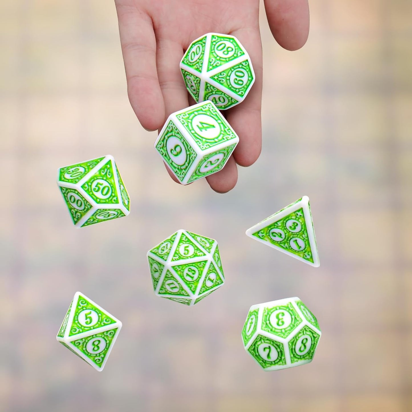 Coyeekn Polyhedral Dice DND Dice, 5 Sets of Dragons and Dungeons,RPG MTG Table Game Vintage Dice Carving Dice (35Pieces)