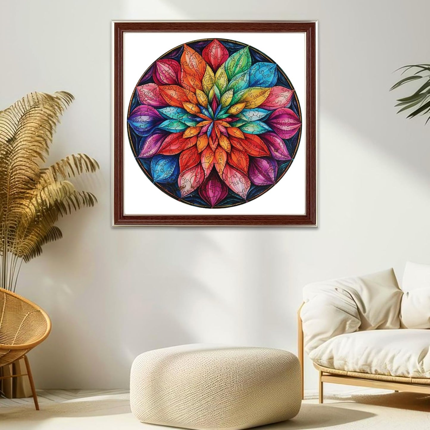 Wooden Puzzles for Adults, Mandala Wooden Jigsaw Puzzles 200 Pieces, Unique Design Adult Puzzles, Family Brain Game Gift,10.9x11.2 inch