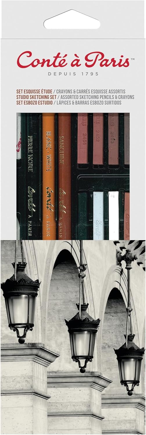 Conté à Paris Studio Sketch Set, Pencils and Carrés Crayons, Assorted