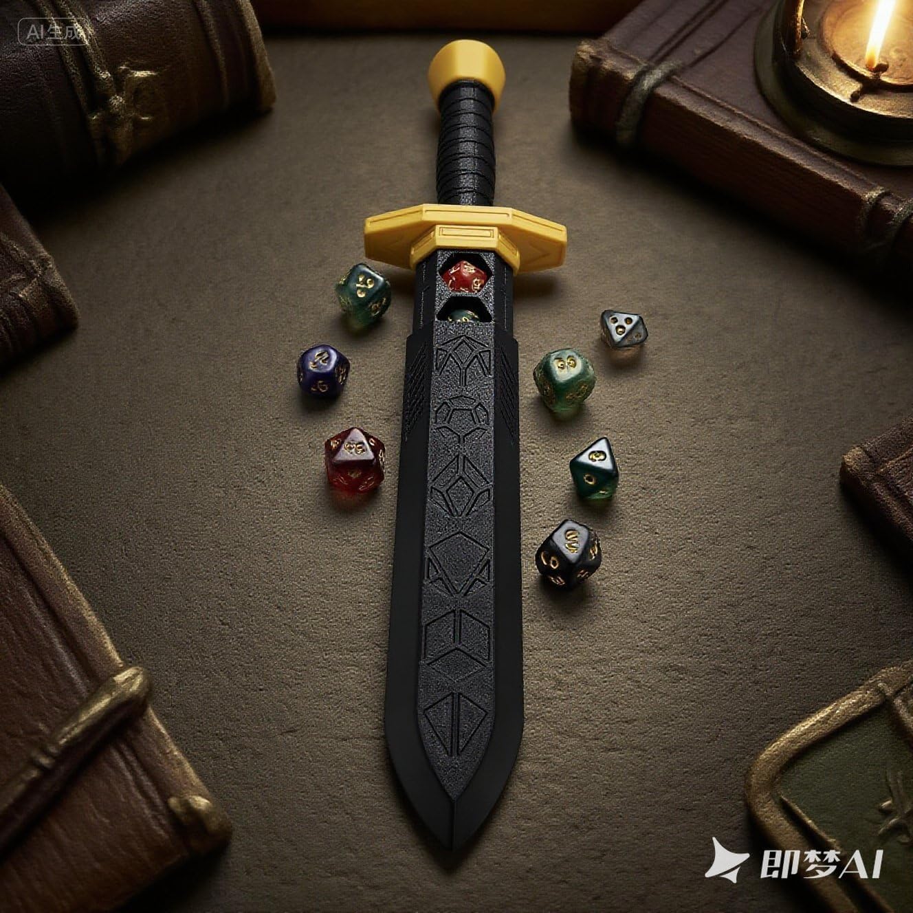 Dagger Dice Holder Box Dice Tower Dungeons and Dragons RPG Tabletop Roleplaying Game Jail DND (Random 7PCS D20 Dice Set Included) Black&Black&Gold