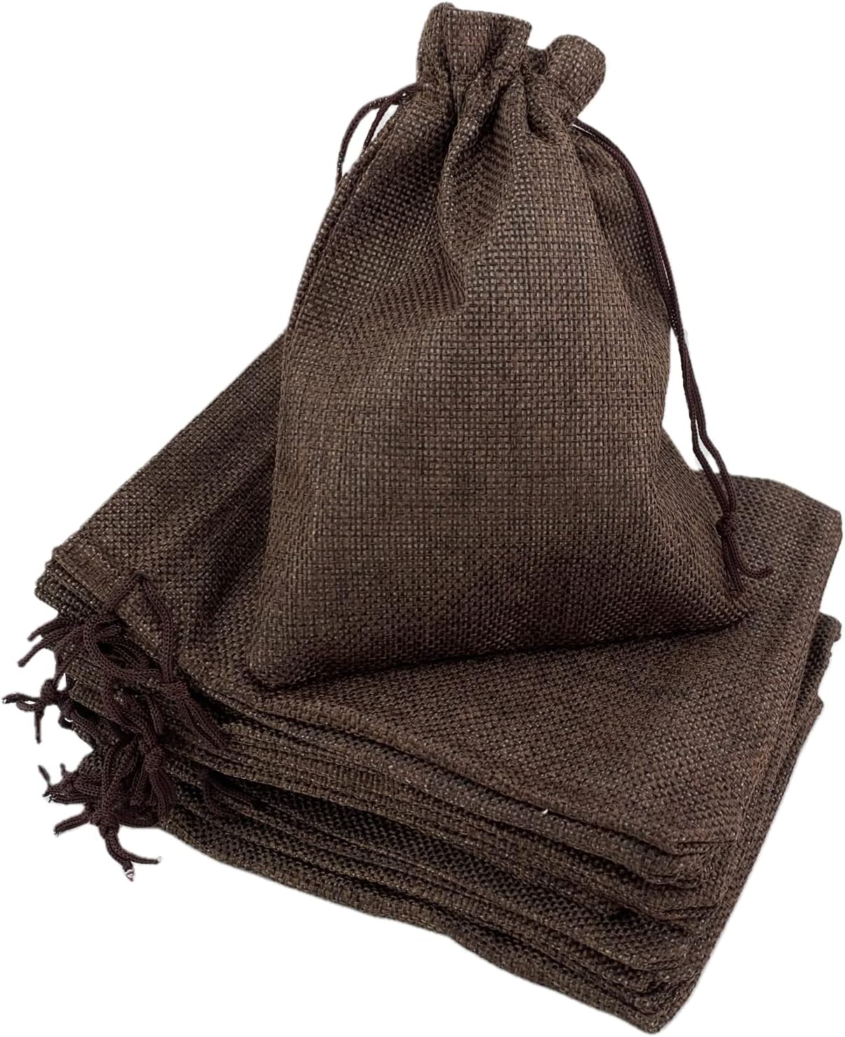 Palmhomee Pack of 25 Burlap Gift Bags with Drawstring Linen Jewelry Pouches Wedding Hessian Jute Bags for Birthday and Treat Pouches Party Wedding Favors Gift (5x7 Inch, Coffee)