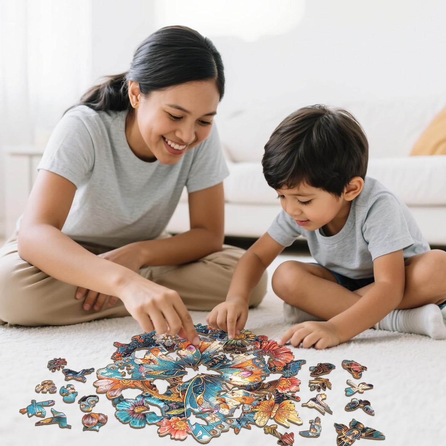 Wooden Puzzles for Adults - Mechanical Butterfly Wood Puzzles Adult - Unique Animal Shape Wooden Jigsaw Puzzles for Adults - Birthday Gifts for Puzzle Lovers, Family (13.3 * 13.3in)