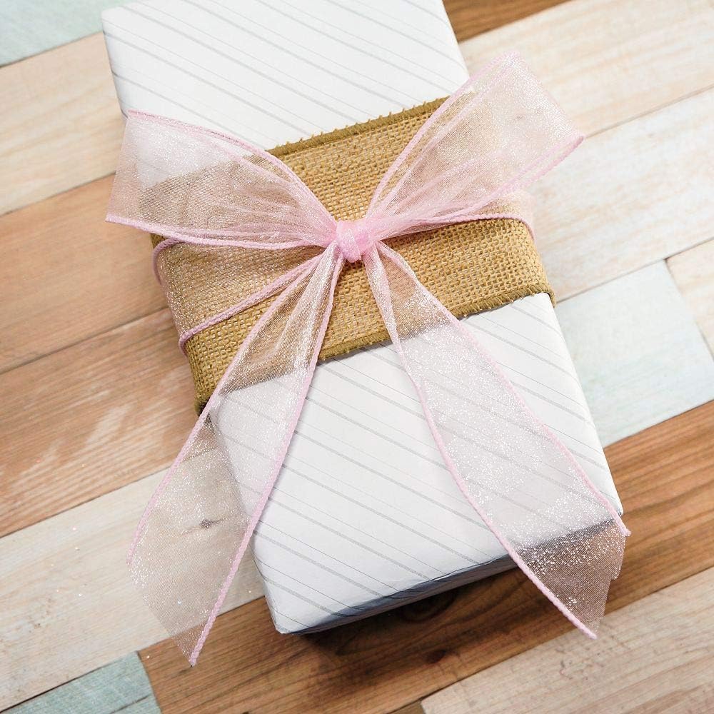 CT CRAFT LLC Burlap Fabric Wired Ribbon 3" x 20 Yards Natural Color for Christmas Home Wedding Decor Gift Wrapping Tree Topper Bow Wreath Bouquet DIY Crafts