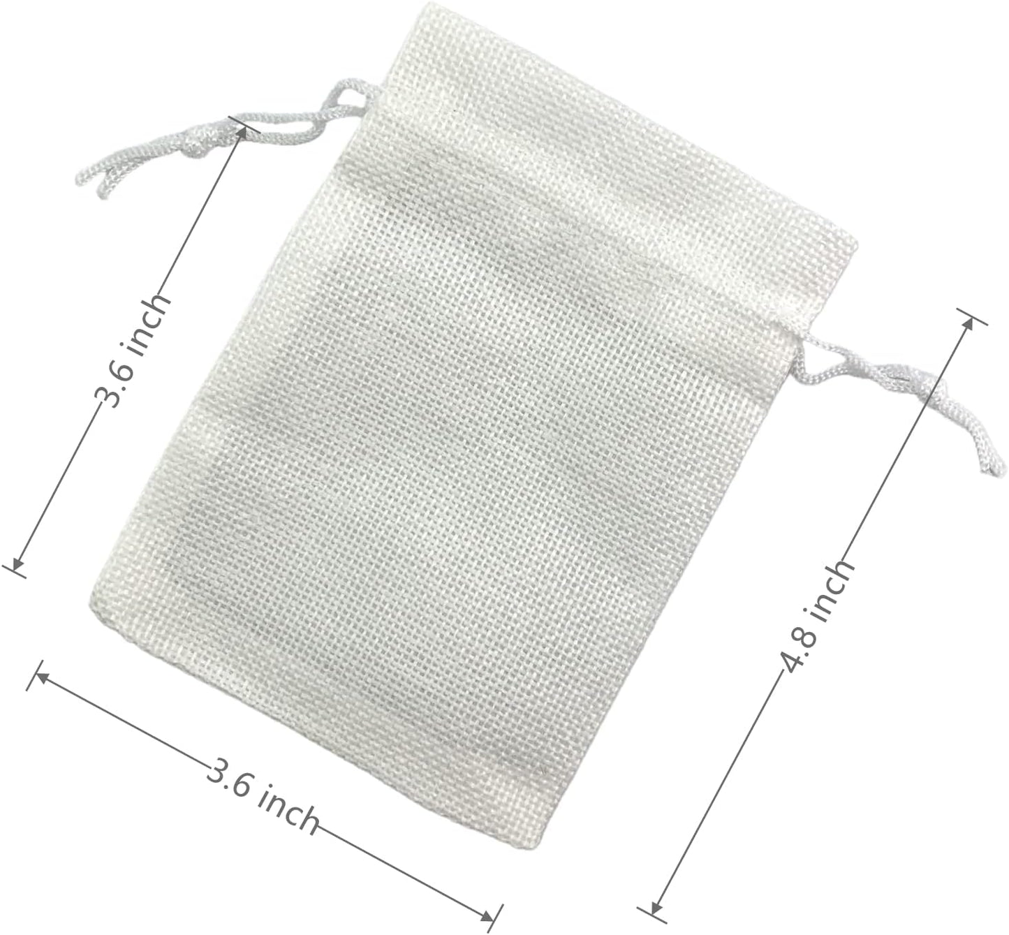 Palmhomee Pack Of 25 Burlap Gift Bags with Drawstring Linen Jewelry Pouches Wedding Hessian Jute Bags for Birthday Jewelry and Treat Pouches Party Wedding Favors Gift Art and DIY Craft (3.6x4.8 Inch, White)