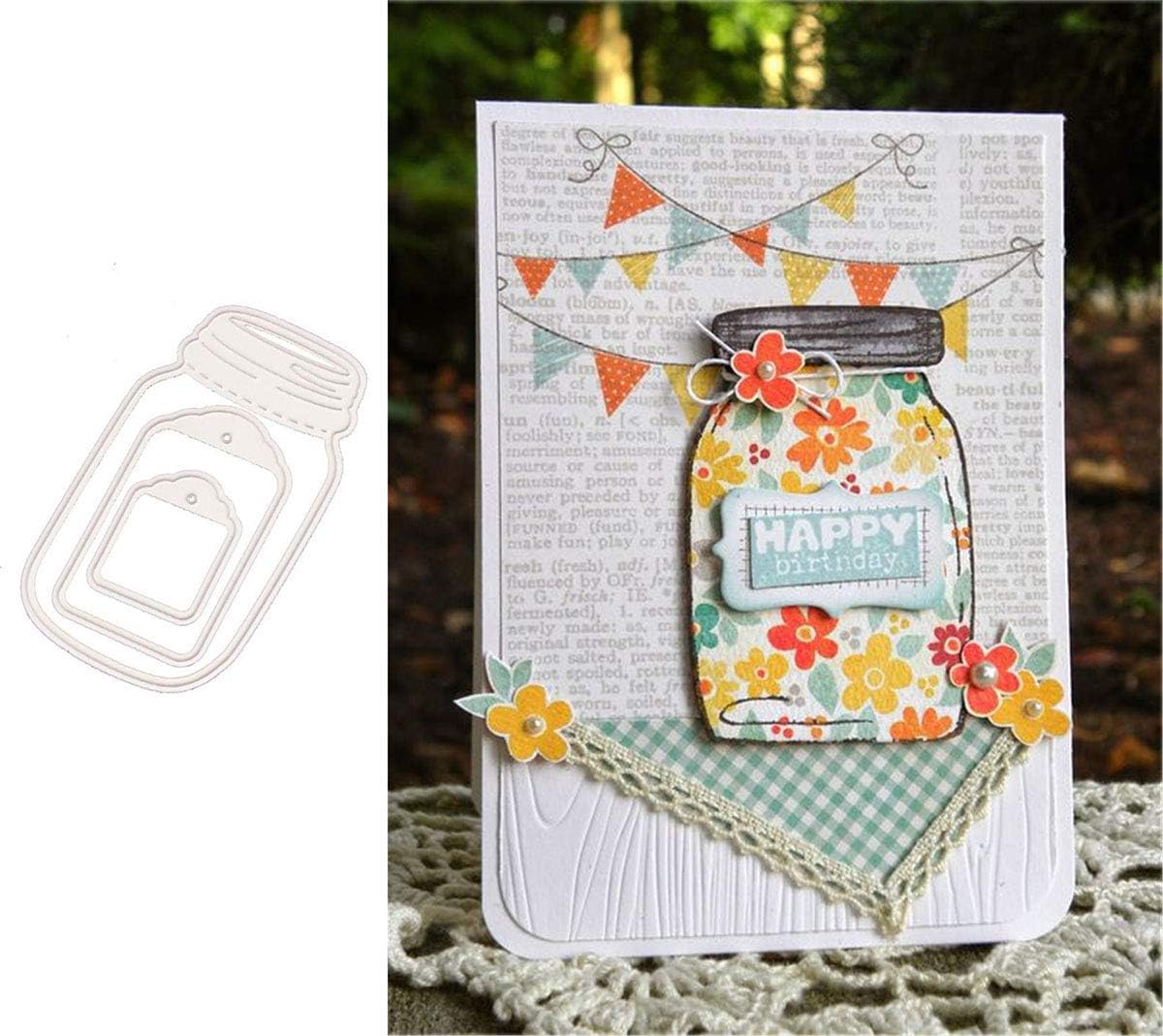 Metal Cutting Dies DIY Embossing Stencil Template Scrapbooking Card Making Mold Photo Album Arts Crafts Tools (Wishing bottle-8x5cm)