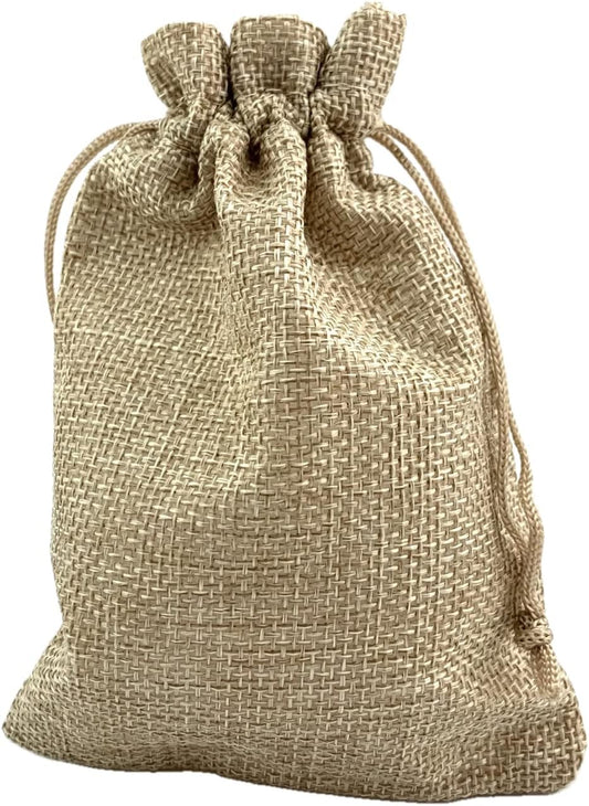 Palmhomee Pack of 25 Burlap Gift Bags with Drawstring Linen Jewelry Pouches Wedding Hessian Jute Bags for Birthday Jewelry and Treat Pouches Party Wedding Favors Gift Art and DIY Craft   (4x5.6 Inch, Burlap)