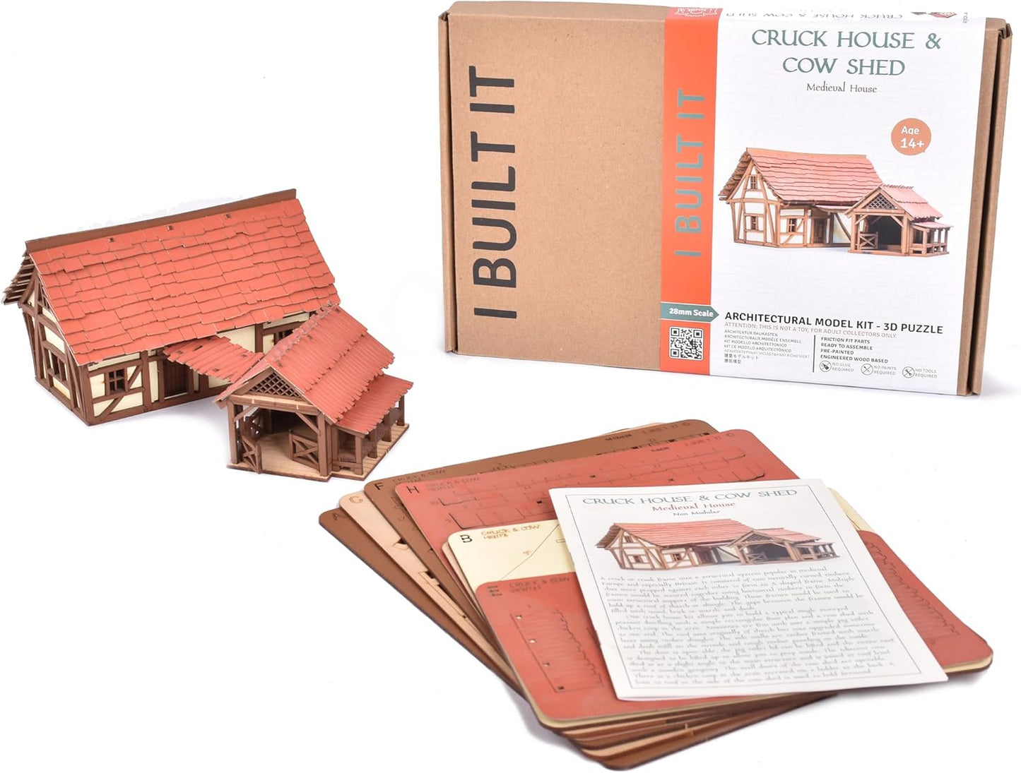 Cruck House and Cow shed - Medieval Wooden House Building Kit - DIY Building Puzzle Kit-Architecture & Engineering Assembly Set,Great Gift for People who Like Creative Play or RPG - Realistic