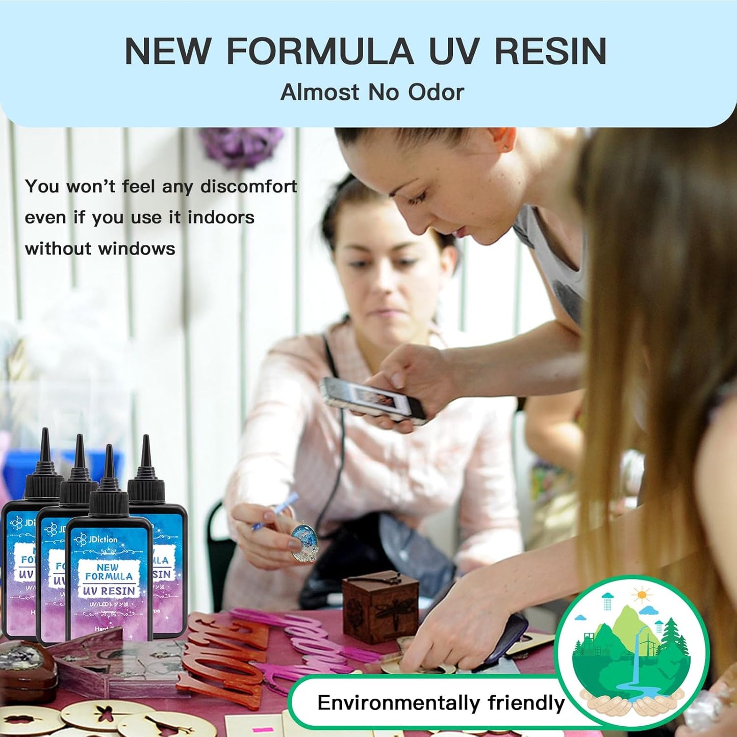 JDiction 200g UV Resin - New Formula Crystal Clear Solar Cure Sunlight Activated Hard UV Resin Kit for Jewelry Making, Casting and Coating DIY Crafts