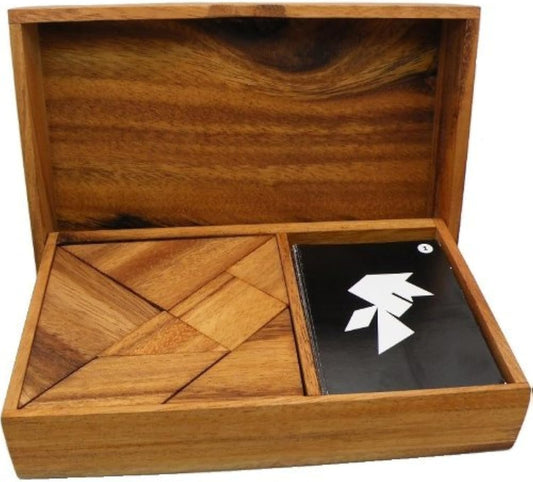 Logic Tangram Set with Play Cards Wooden Puzzle Game
