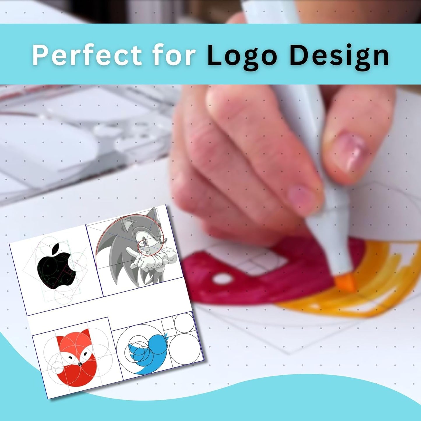 Set of Stencil Templates for Drawing: 6" Triangle, 6" Pentaton, 6" Hexagon Fibonacci-Inspired Set of Templates for Drawing Tool for Artists