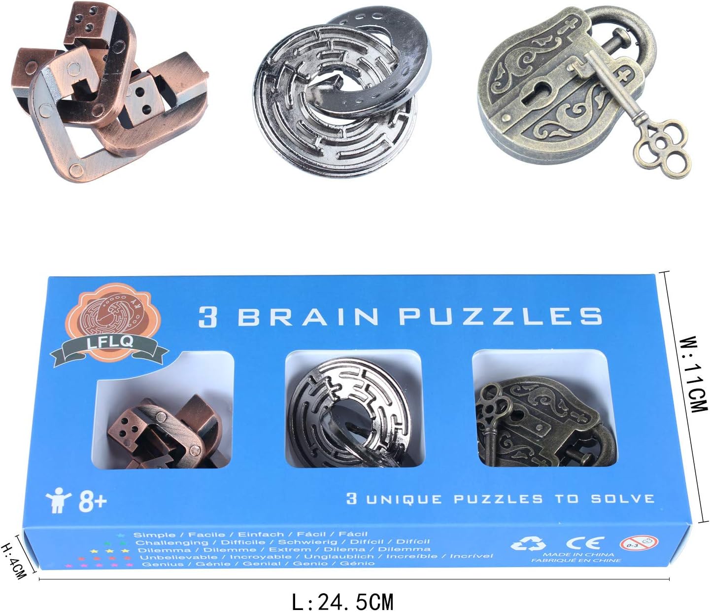 Brain Teaser Puzzle for Adults Puzzles Metal Hole Lock Adult Educational Toy Jigsaw IQ Puzzle (Blue)