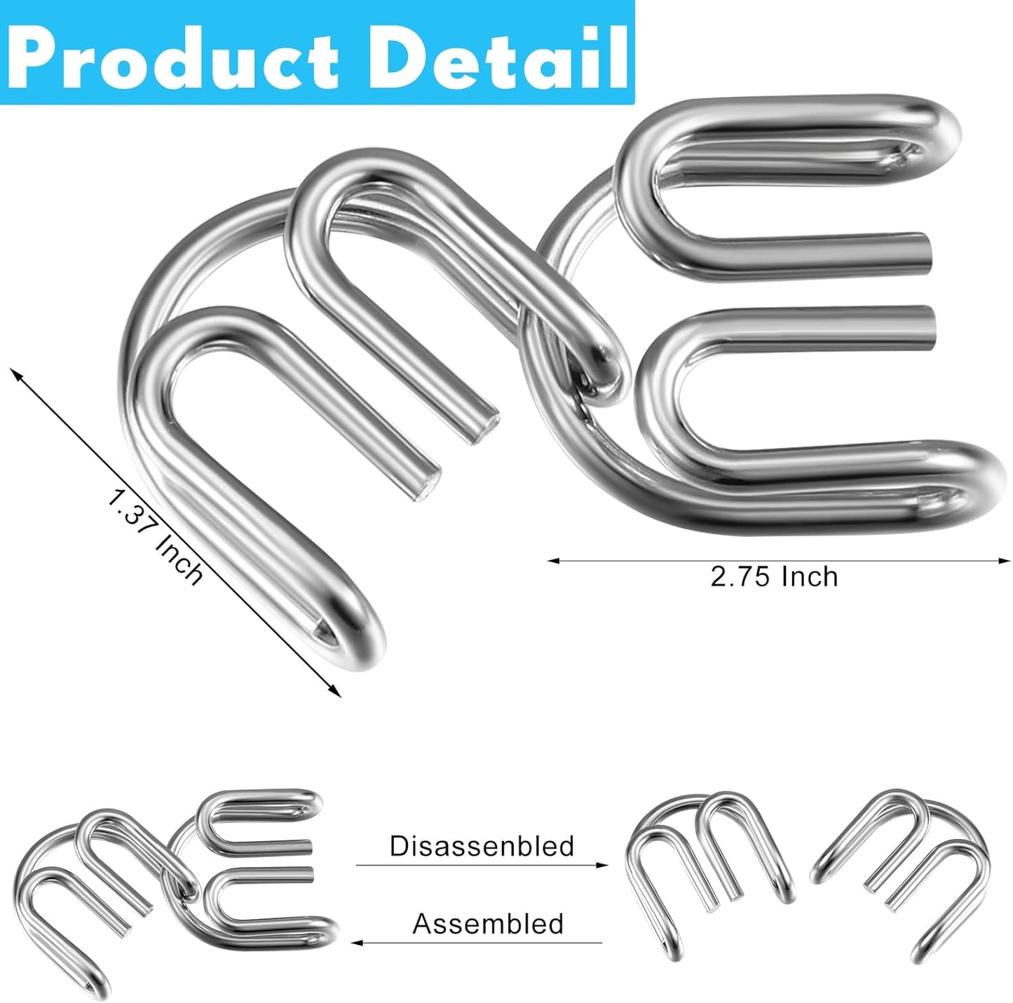 Lenwen Set of 96 Metal Puzzles for Adults with Pouch Puzzles for Adults IQ Test Disentanglement Puzzle Brain Game Unlock Interlock Game Magic Trick Toy Party Favor Challenge