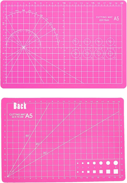 A5 Self-Healing Cutting Pads, Small Cutting Mat, Professional Double Sided Durable Cutting Mat, Great for Hop Scrapbooking, Quilting, Fabric, Sewing Craft Projects (Pink, A5)