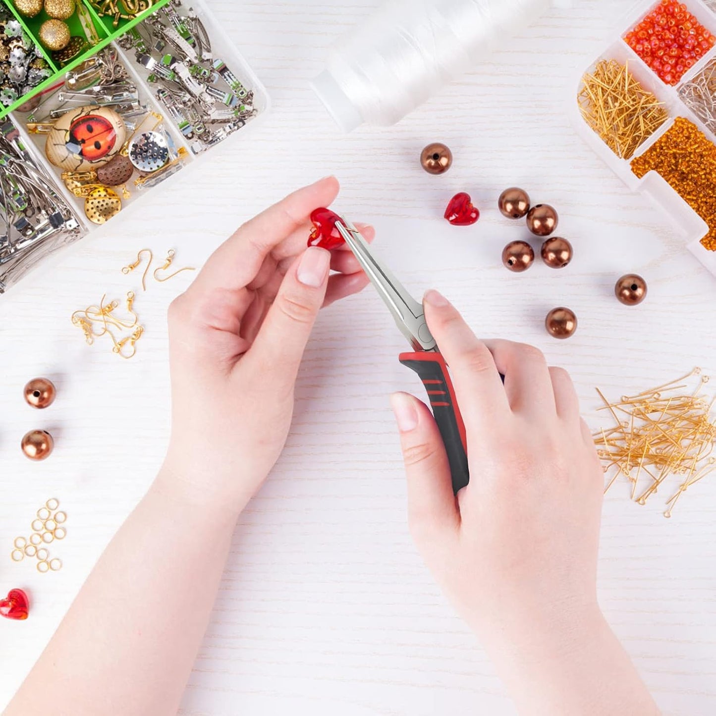 Jewelry Pliers Sets Jewelers Making Tools Kit, Professional 8 piece Mini Wire Plier with Wood Holder for Beading, Crafting, Crimping, Cutting, Repair, Wrapping, Complete Quality for Adults Starter