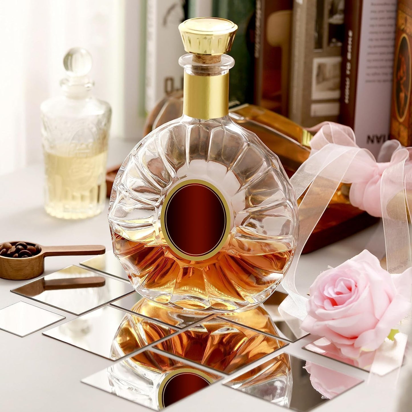 Jetec Mini Size Acrylic Square Mirror Adhesive Small Square Mirror Tiles for Crafts and DIY Projects Supplies(50 Pcs,4 Inches)