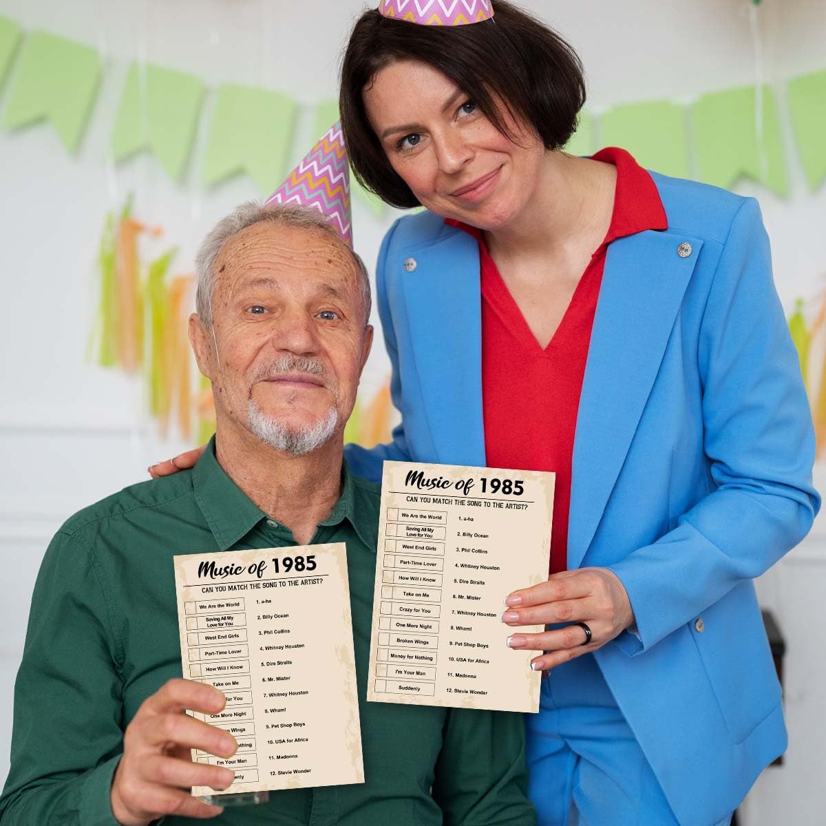 QUPT 40th Birthday Party Games, Music of 1985 Games, Birthday Party Supplies for Adults, Fun 1985s Party Game，Pack of 30 Cards