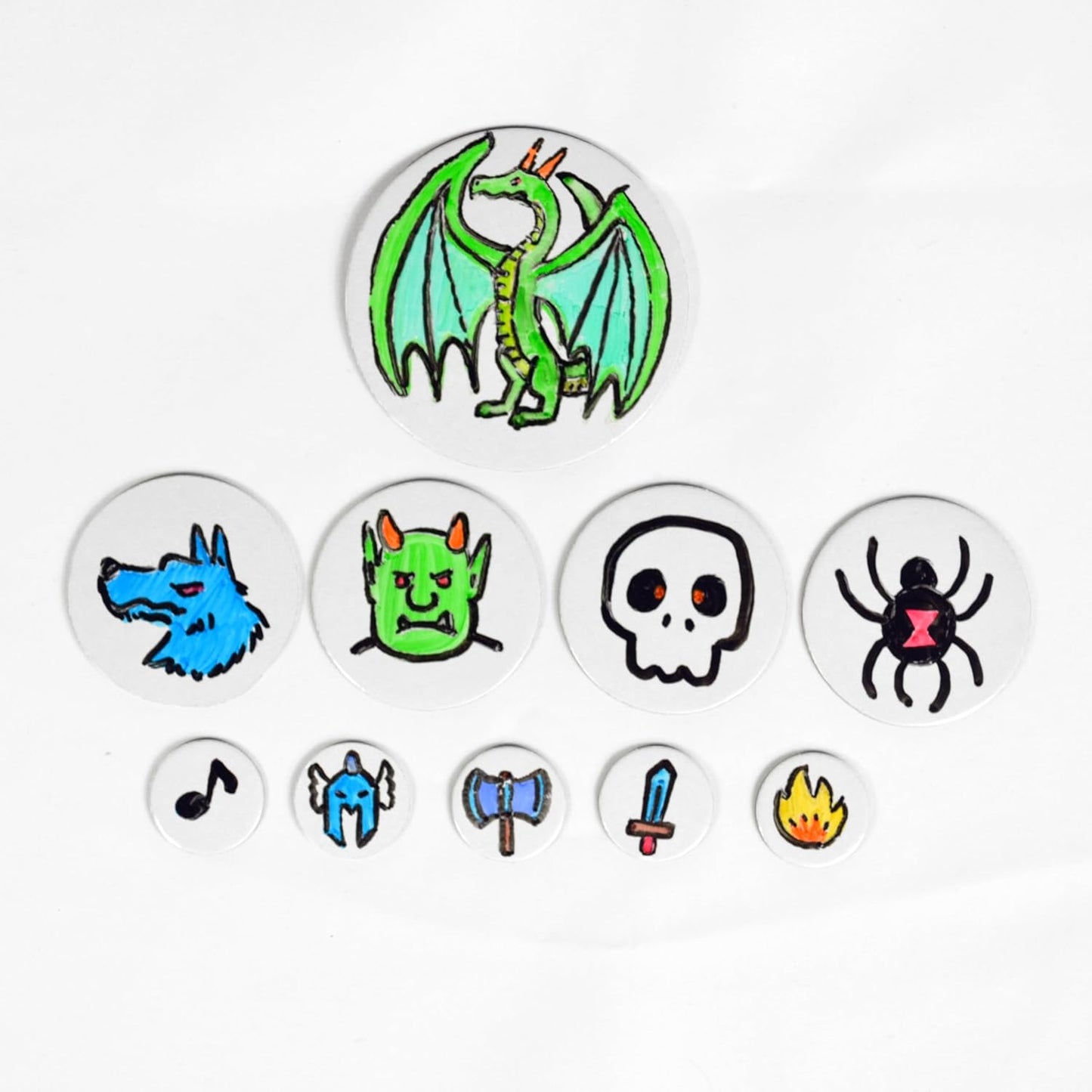 Apostrophe Games Dry Erase Tokens - 52 Reusable Board Game Pieces (1", 2" & 3"), DIY, RPG – Create Your Own Custom Tiles