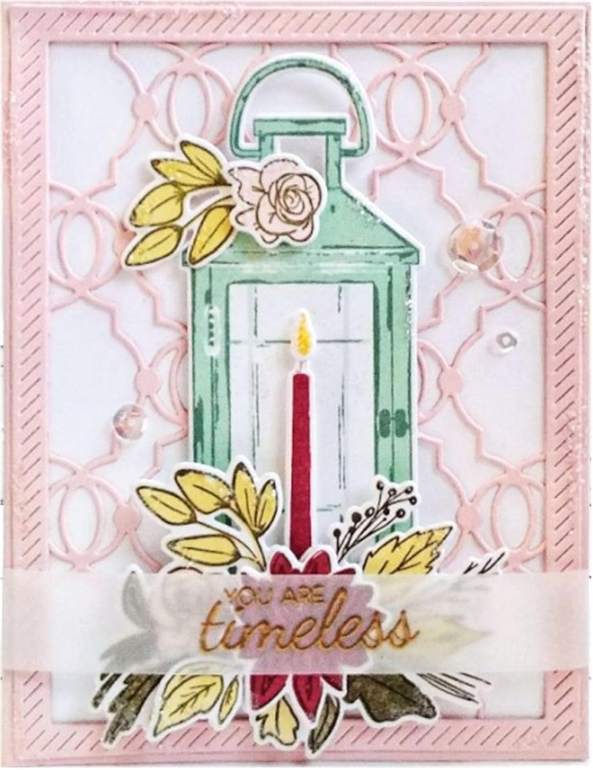 Cutting Dies Metal Stencils Scrapbooking Tools Flowers Lace Frame DIY Embossing Template for Paper Card Making Album Arts Crafts Supplies (Lantern Lace-14.4x11.2cm)