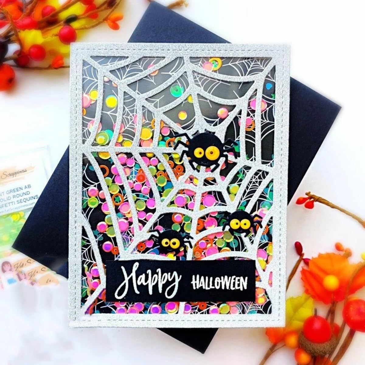 Cutting Dies Metal Stencils Scrapbooking Tools Flowers Lace Frame DIY Embossing Template for Paper Card Making Album Arts Crafts Supplies (Halloween Spider Web Frame-11.1x14.3cm)