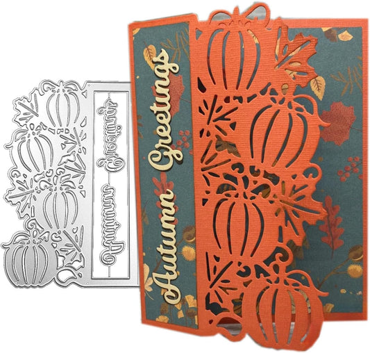 Mvchifay Cutting Dies for Card Making Metal Die-Cuts Scrapbooking Tool Hollow Frame DIY Craft Punch Template Embossing for Paper Album Decor (Pumpkin frame-14.5x11.1cm)