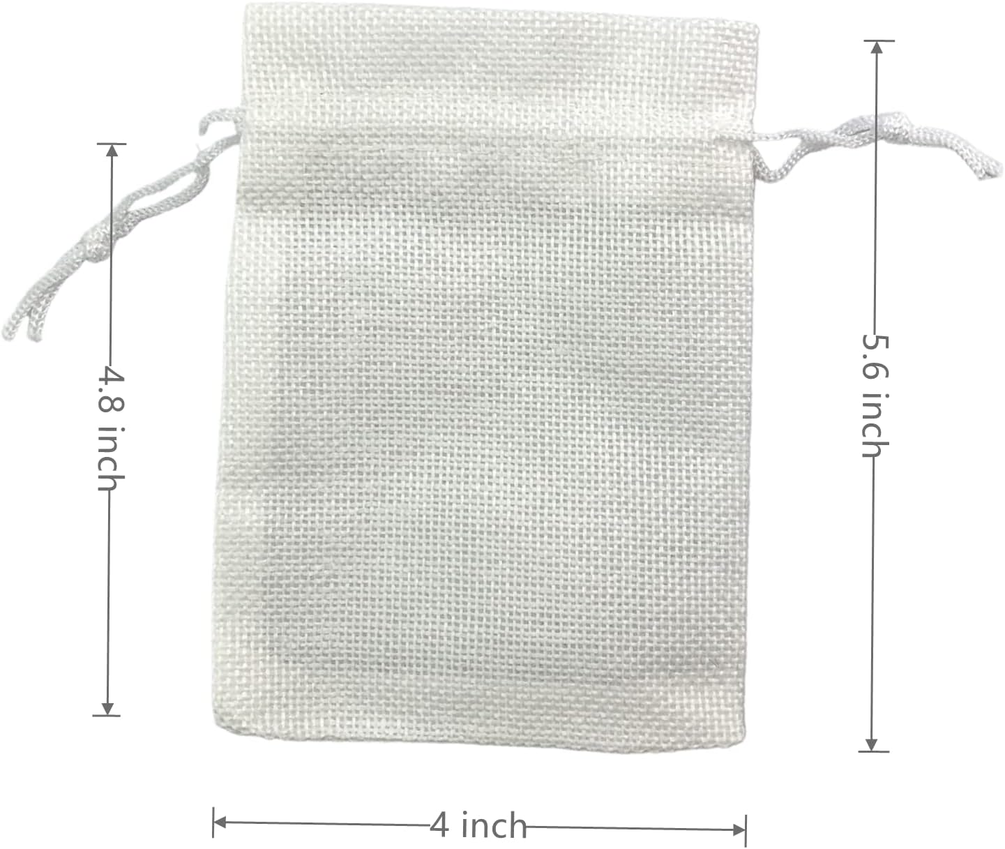 Palmhomee Pack of 25 Burlap Gift Bags with Drawstring Linen Jewelry Pouches Wedding Hessian Jute Bags for Birthday and Treat Pouches Party Wedding Favors Gift (4x5.6 Inch, White)