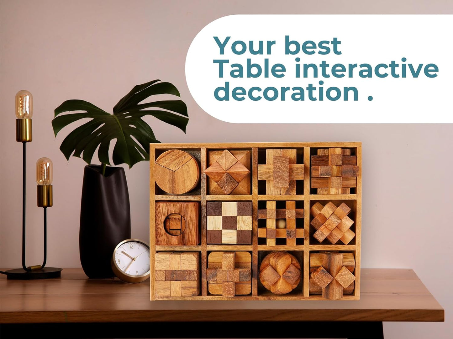 BSIRI Wooden Puzzle Box Set (12 Games) - Challenging Brain Teasers and 3D Puzzles for Adults, Interlocking Games for IQ Test, Ideal for Patio Decor and Unique Gift for Chistmas