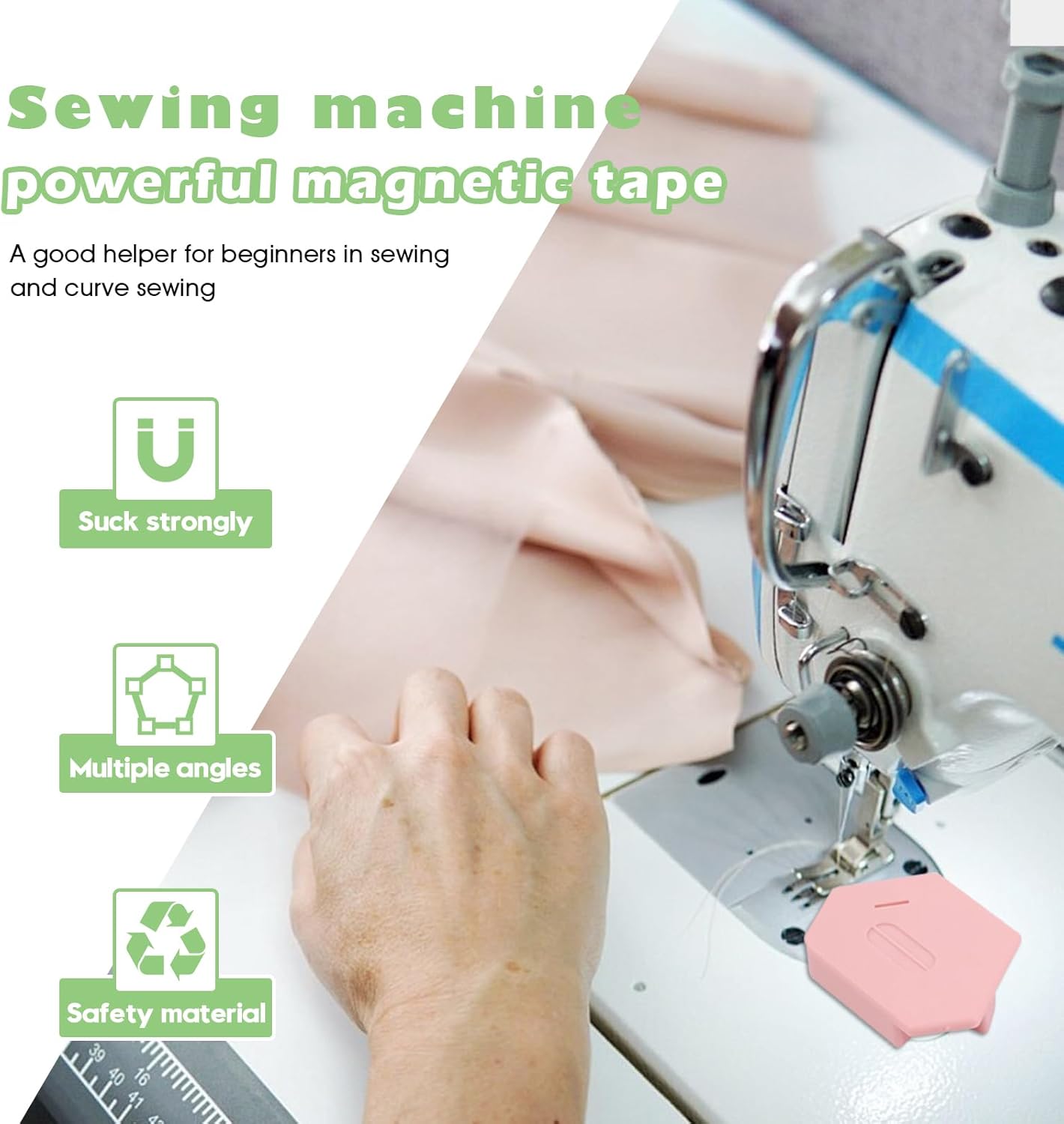 Pcmursal 6 Packs Magnetic Seam Guide for Sewing Machine, Multifunctional Polygonal Seam Guide Hemmer Guide with Scale, Sewing Supplies and Accessories for Magnet Making Machine