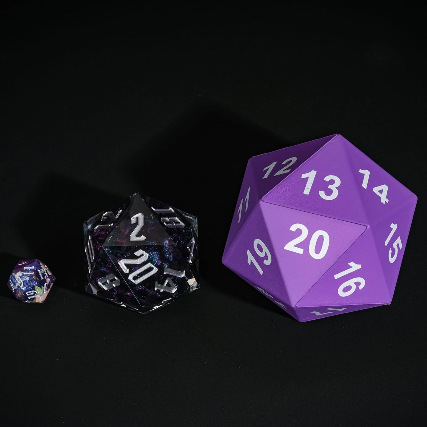 Large Foam D20 Dice, 80mm Purple 20 Sided Dice D&D Polyhedral Set with Drawstring Bag for Role Playing Games