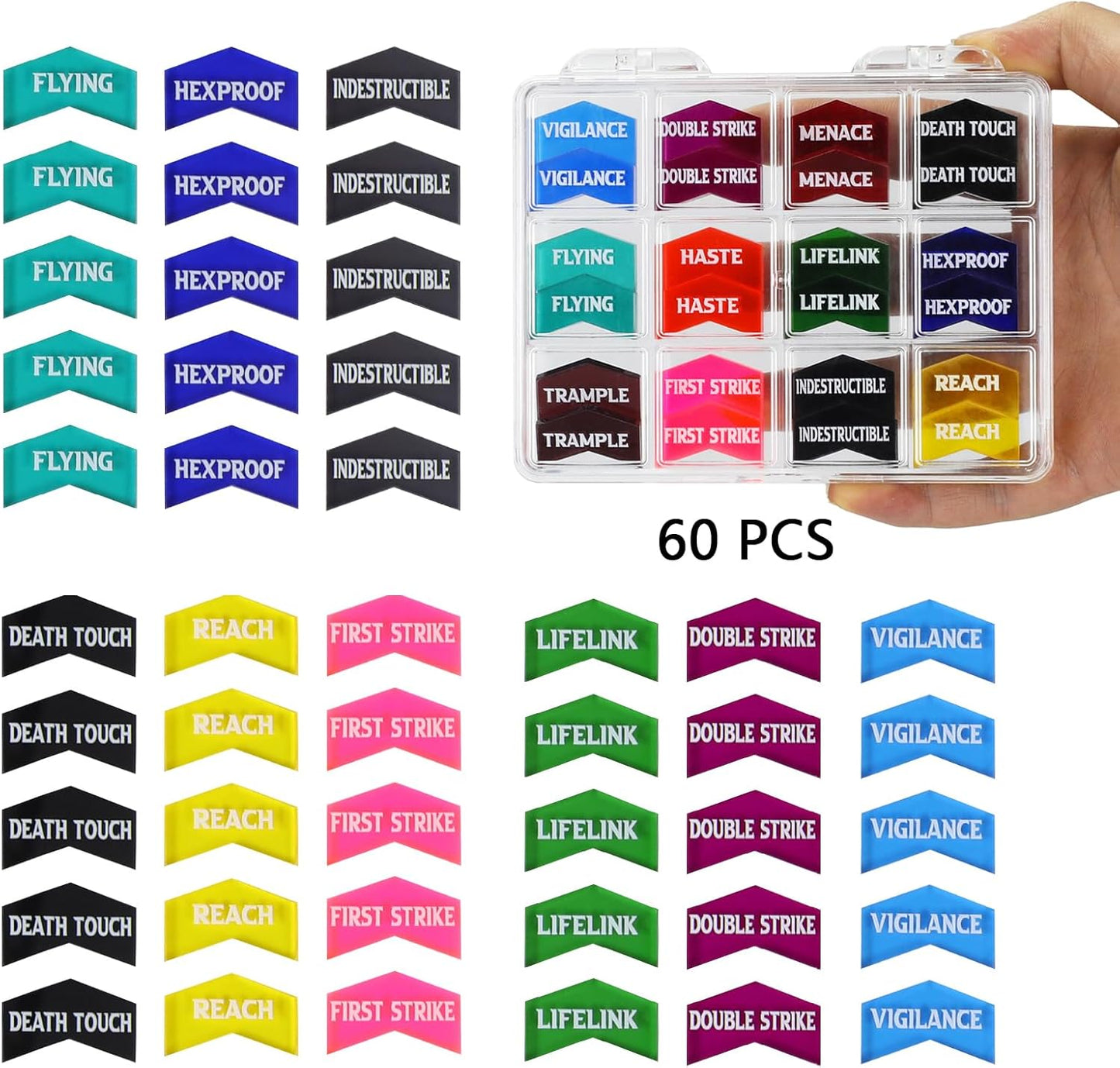 SIXPOINTS 122Pcs MTG Dice Counters Keyword Counters Life Counter 1/+1 counters Commander Buff Tokens 6 Sided Dice Set for Magic The Gathering, MTG, TCG, Card Games Accessories (B-122PCS/SET)