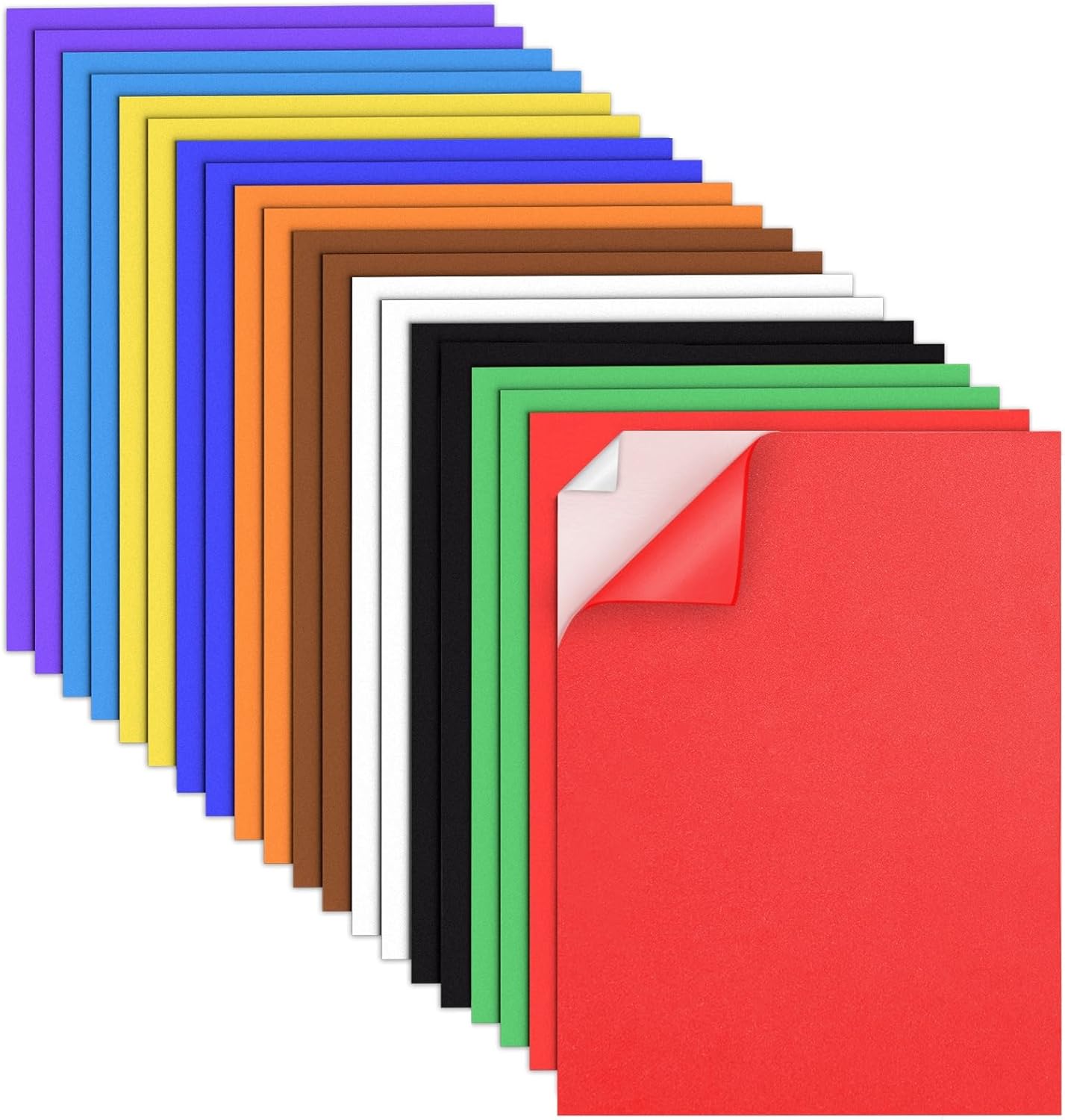 MEARCOOH 20-Pack Self Adhesive Foam Sheets, 10 Colors 2mm Sticky Eva Foam Paper 9x12 Inch for Crafts Cardmaking Photo Frames Classroom Scrapbooking