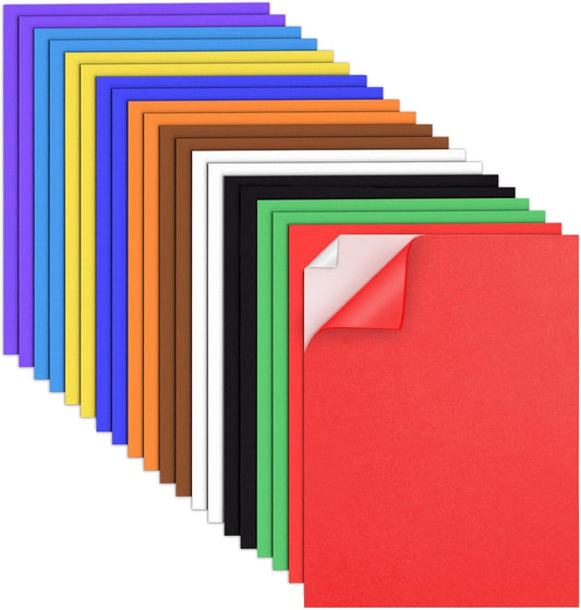 MEARCOOH 20-Pack Self Adhesive Foam Sheets, 10 Colors 2mm Sticky Eva Foam Paper 9x12 Inch for Crafts Cardmaking Photo Frames Classroom Scrapbooking