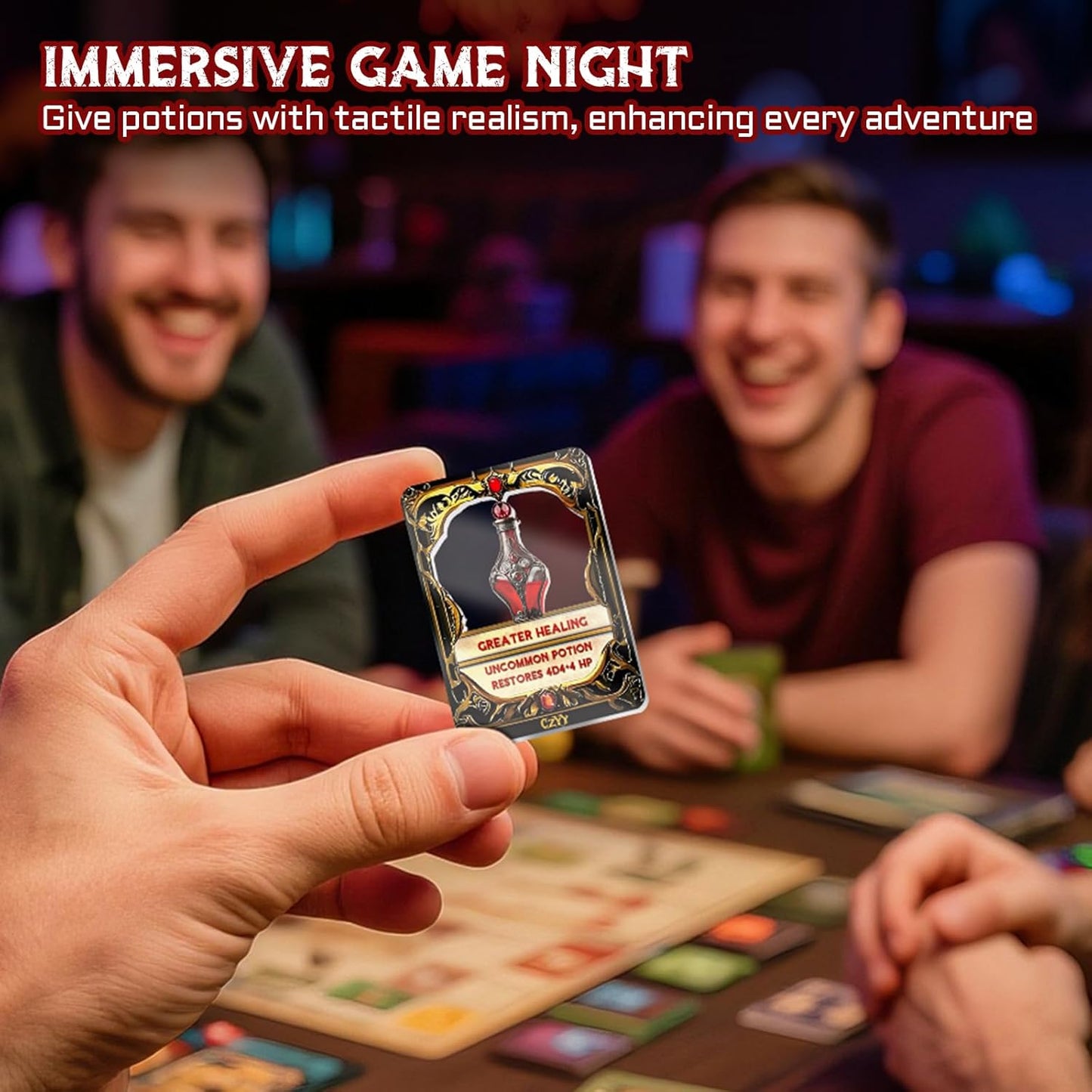 DND Healing Potion Cards Set - 15 Acrylic Fantasy Potion Tokens with Real Red Liquid | Ideal for Dungeon Masters, Tabletop RPG Players, Collectors & Immersive Game Nights (Style A)