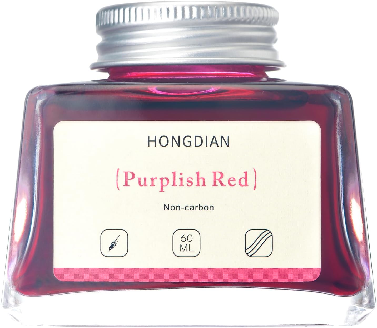 Hongdian Fountain Pen Bottled Ink Purplish Red Color, 60ml Non Carbon Inkwell Bottle, Artist Calligraphy Ink