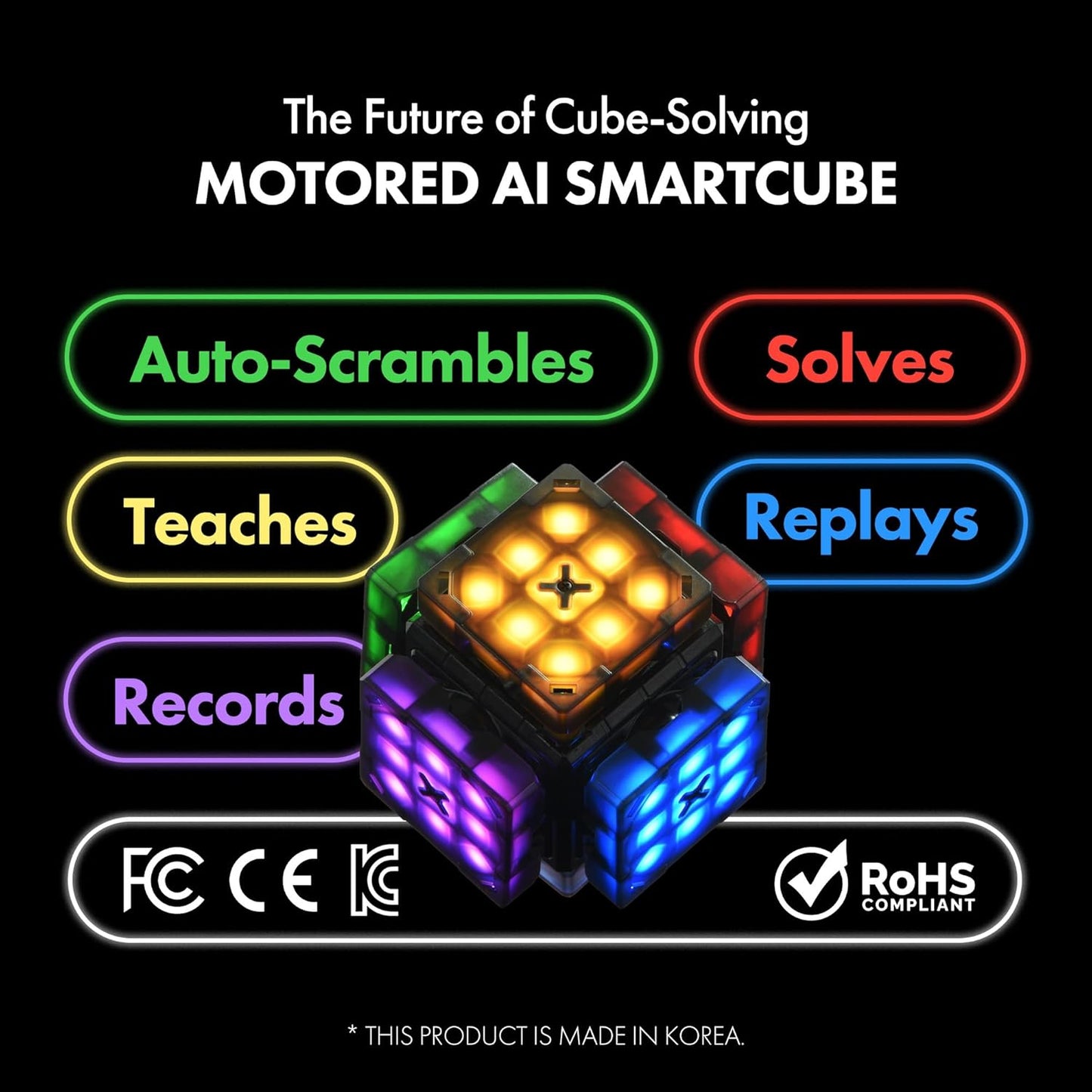 Connect | AI Robot Cube & Smart Cube, Self Scrambling STEM Cube with 10 Puzzle Types | Self Solving Speed Cube, Plays Music | Great X-Mars Experience for Kids, Teens & Adults.