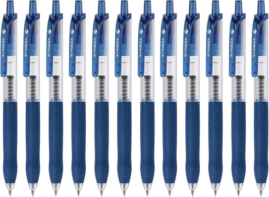 0.5mm Gel Pens Fine Point Smooth Writing Pens, 12PCS Blue Ink Pens, Retractable Leather-Like Blue Gel Pens, Business Gel Pen for Journaling, Writing, School, Office Use (Blue)