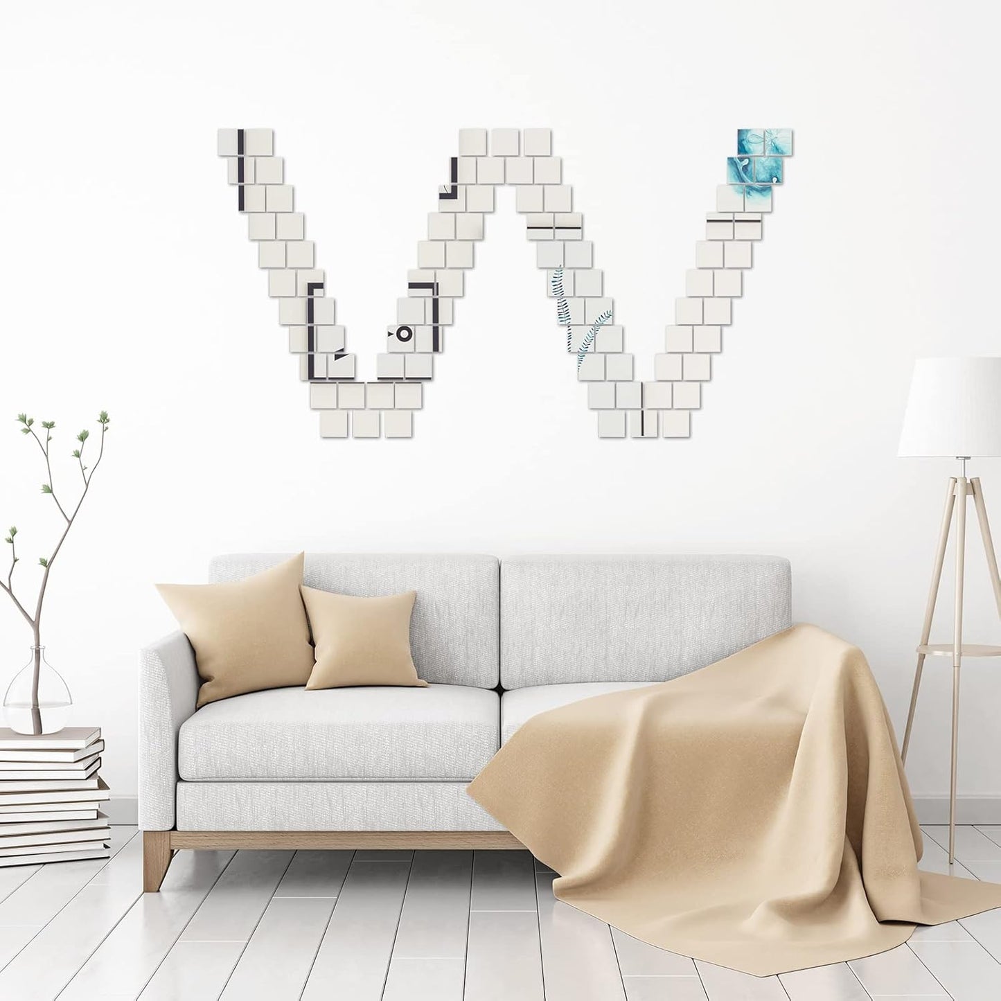 Jetec Mini Size Acrylic Square Mirror Adhesive Small Square Mirror Tiles for Crafts and DIY Projects Supplies(50 Pcs,4 Inches)