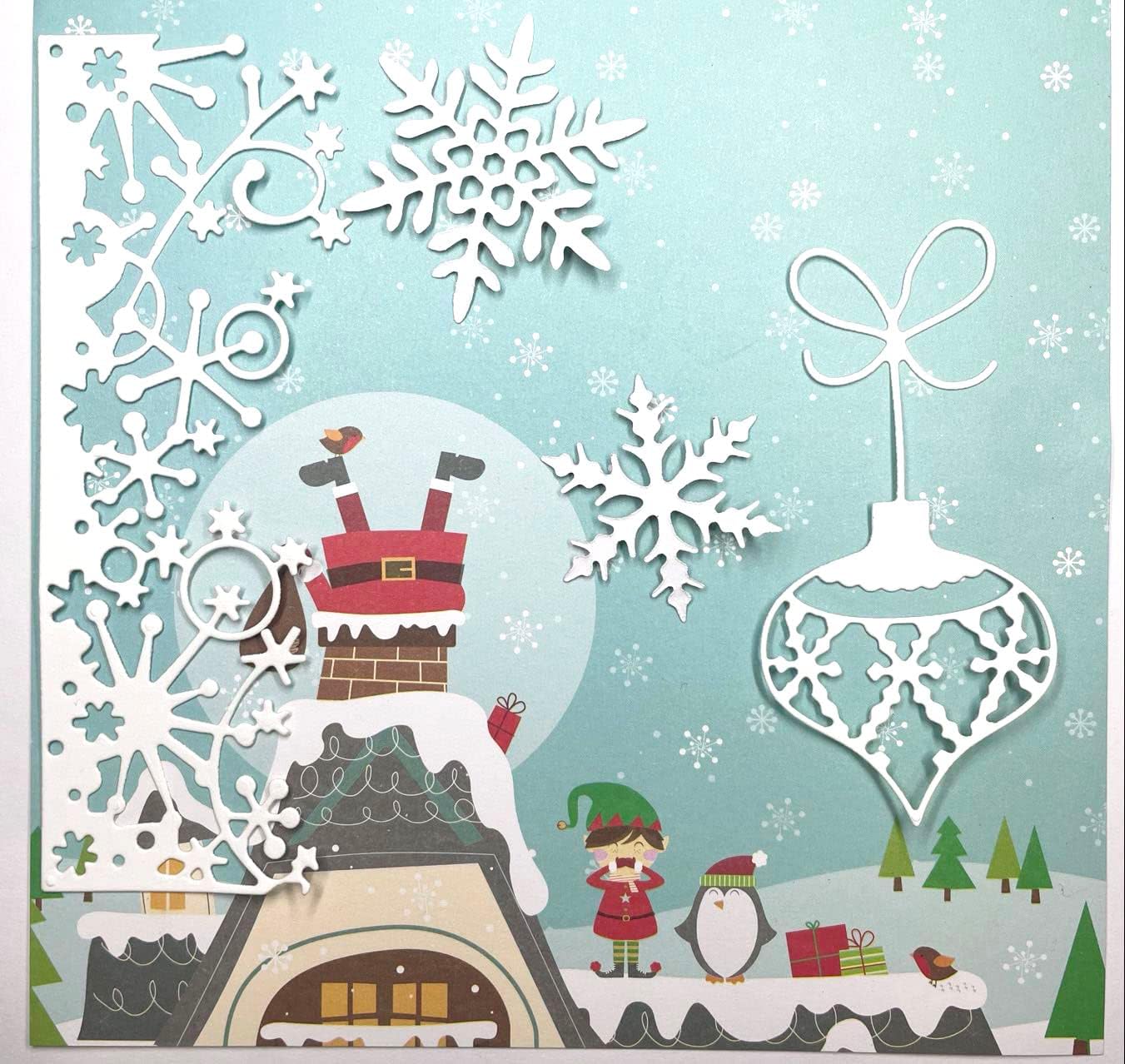 Metal Cutting Dies for Paper Card Making DIY Merry Christams Embossing Stencil Template Scrapbooking Mold Photo Album Arts Crafts Tools (Christmas Snowflake lantern-12x7.5cm)