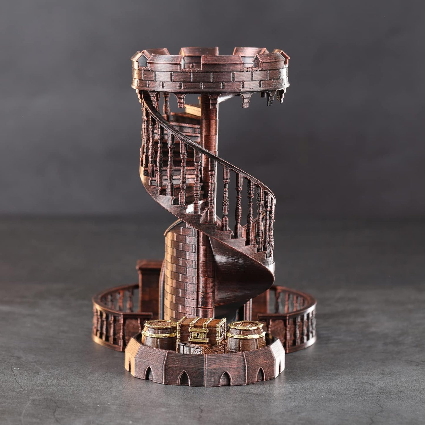 AUSPDICE DND Dice Rolling Tower Castle for D&D Dungeons and Dragons Role Playing Games Retro Themed (Red Copper Color)